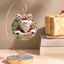 MacKenzie-Childs Holiday<2024 Black Santa Glass Wreath Ornament