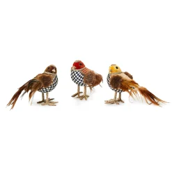 MacKenzie-Childs The Fall Shop|Room Accents<Autumnology Velvet Check Birds, Set of 3