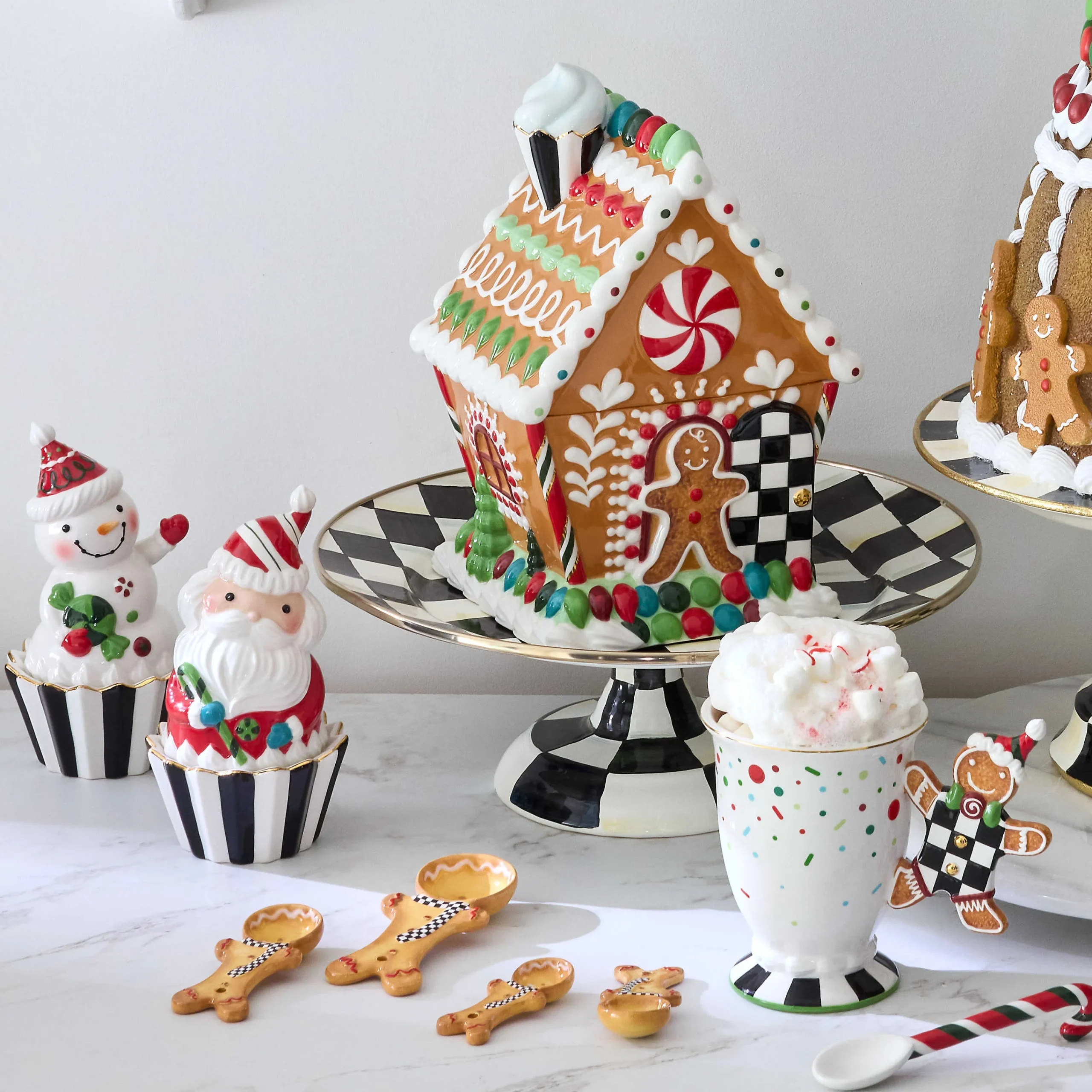 MacKenzie-Childs Kitchen Storage & Organization|Serveware<Bake Shop Santa  Snowman Cupcake Boxes, Set of 2