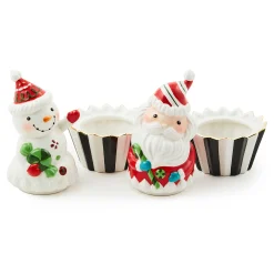 MacKenzie-Childs Kitchen Storage & Organization|Serveware<Bake Shop Santa  Snowman Cupcake Boxes, Set of 2