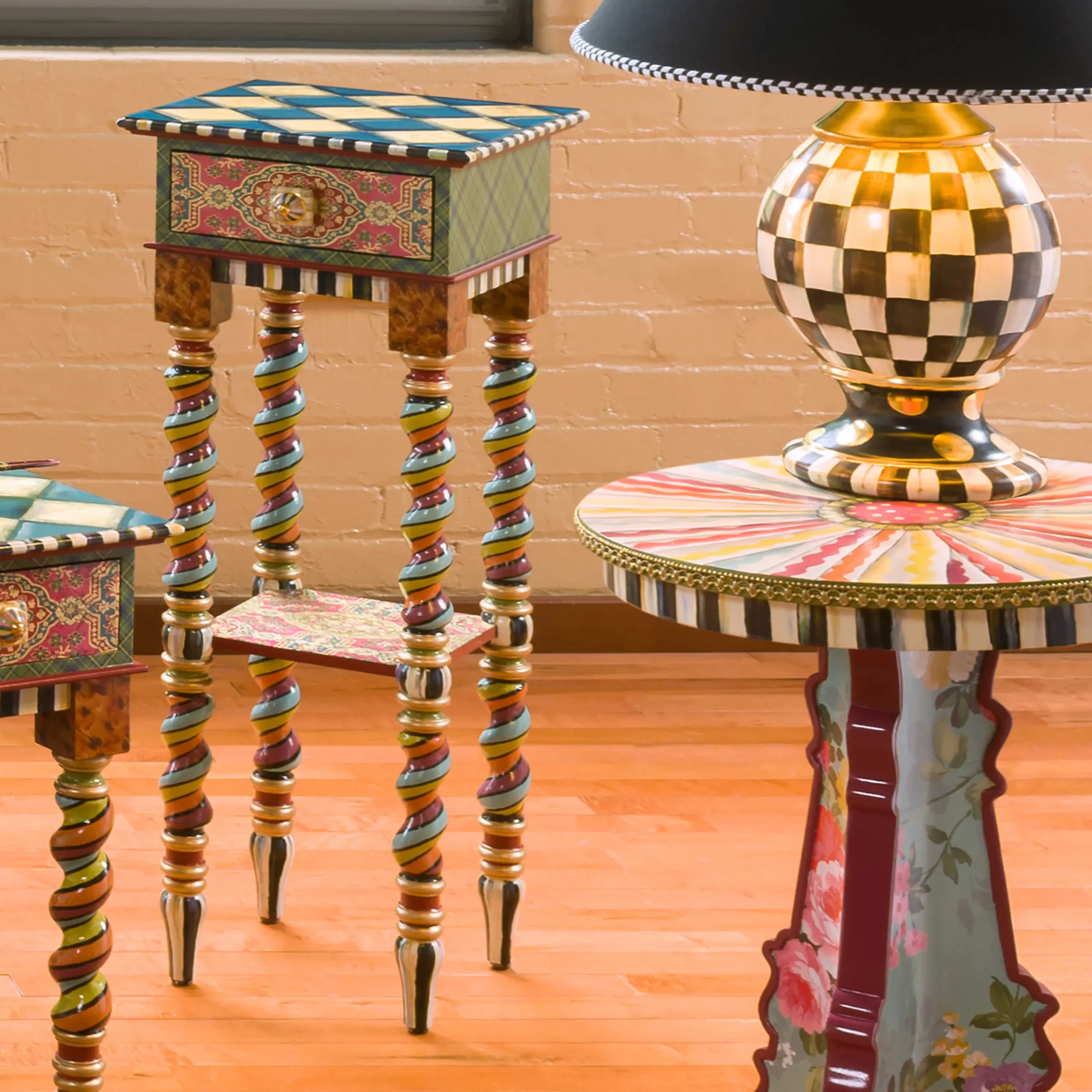 MacKenzie-Childs Living Room<Barley Twist Table - Tall