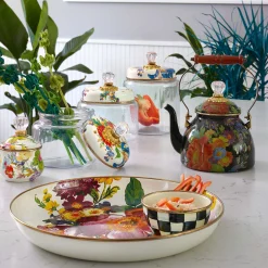 MacKenzie-Childs The Coffee Shop|Tea Kettles<Black Flower Market 2 Quart Tea Kettle