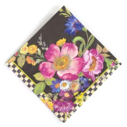 MacKenzie-Childs Bar Entertaining<Black Flower Market Cocktail Paper Napkins