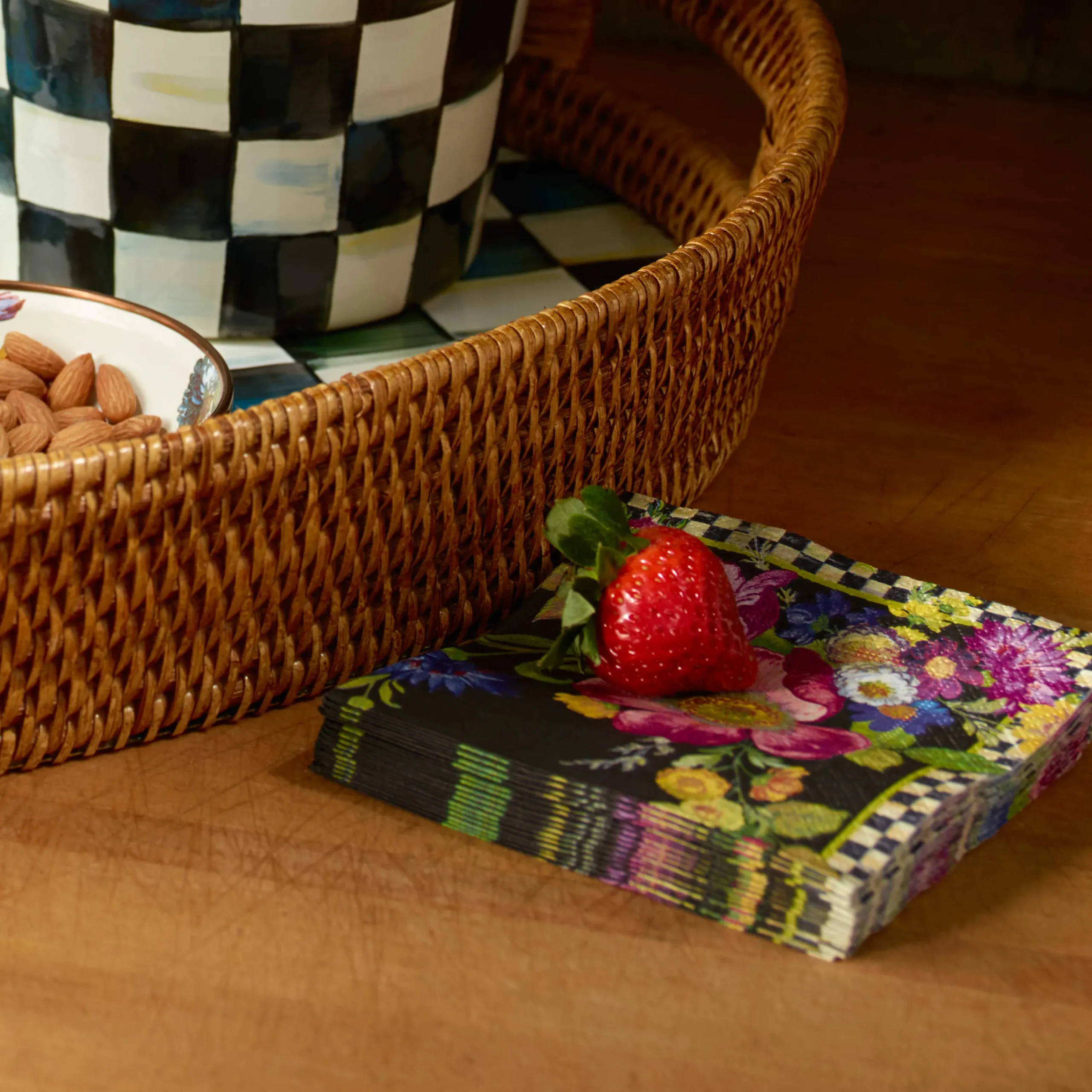 MacKenzie-Childs Bar Entertaining<Black Flower Market Cocktail Paper Napkins
