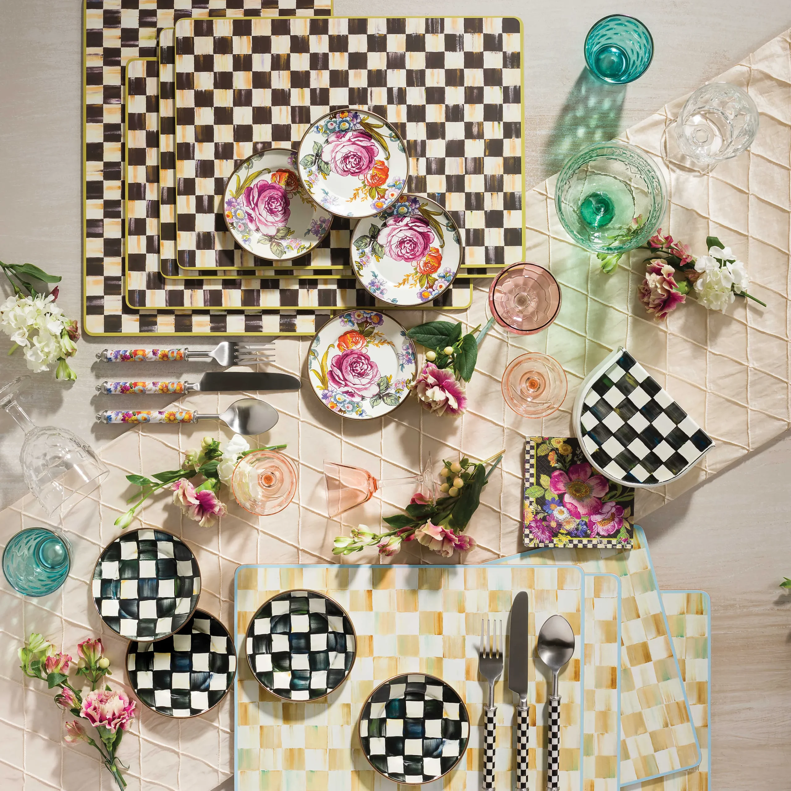 MacKenzie-Childs Bar Entertaining<Black Flower Market Cocktail Paper Napkins