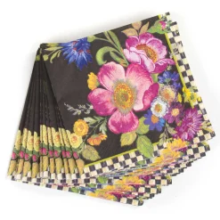 MacKenzie-Childs Bar Entertaining<Black Flower Market Cocktail Paper Napkins
