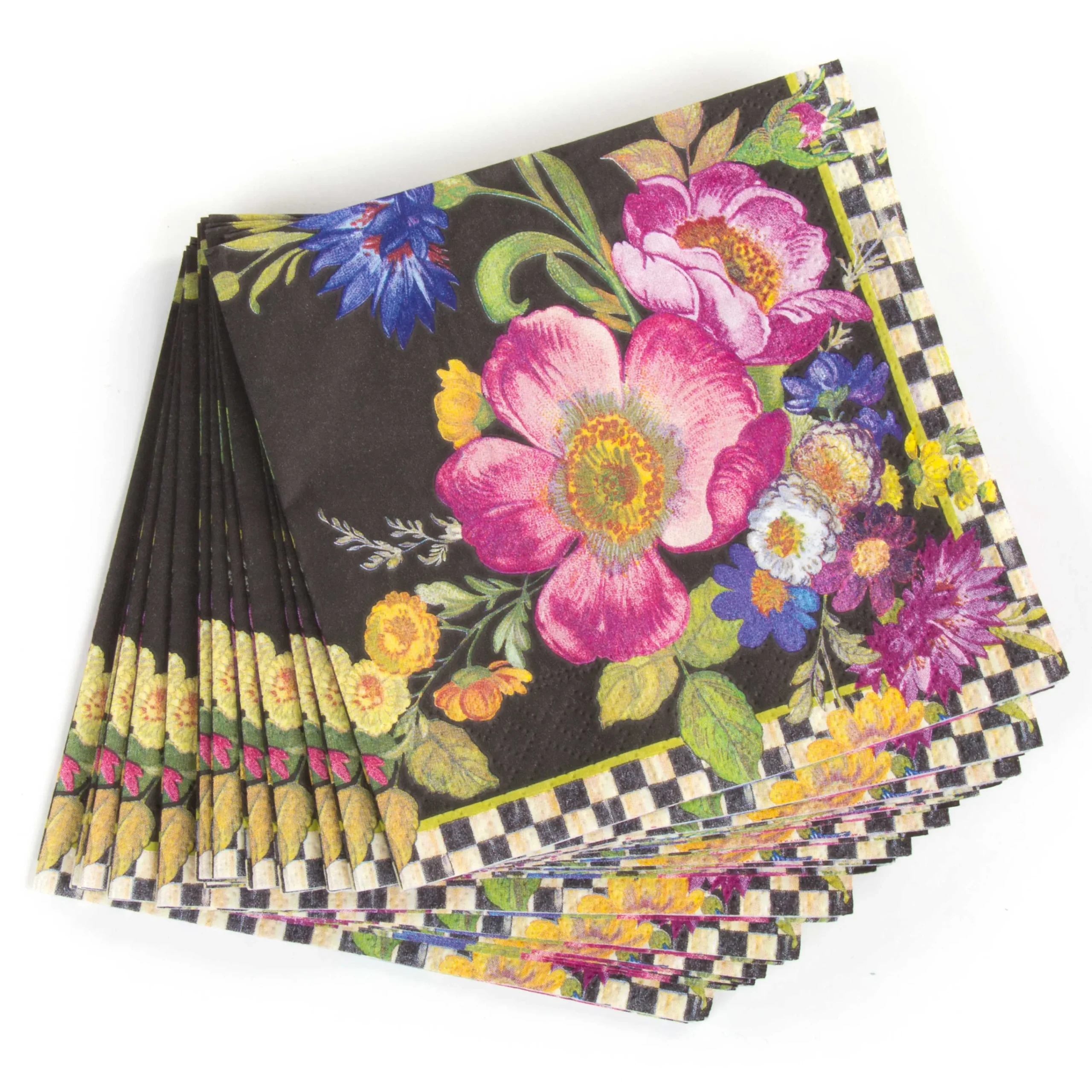 MacKenzie-Childs Bar Entertaining<Black Flower Market Cocktail Paper Napkins