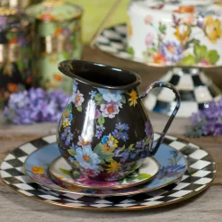 MacKenzie-Childs Bar Entertaining|Serveware<Black Flower Market Pitcher