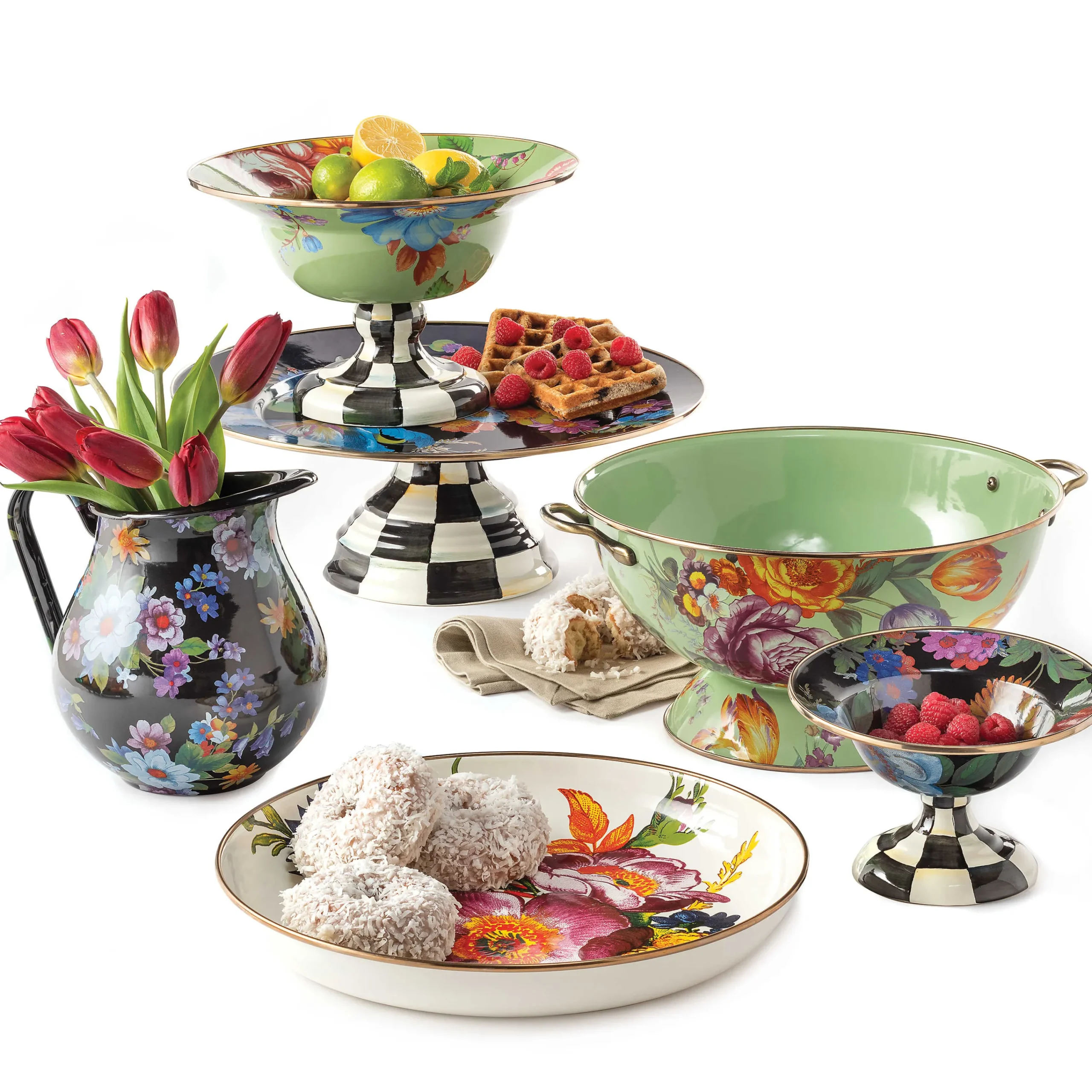 MacKenzie-Childs Bar Entertaining|Serveware<Black Flower Market Pitcher