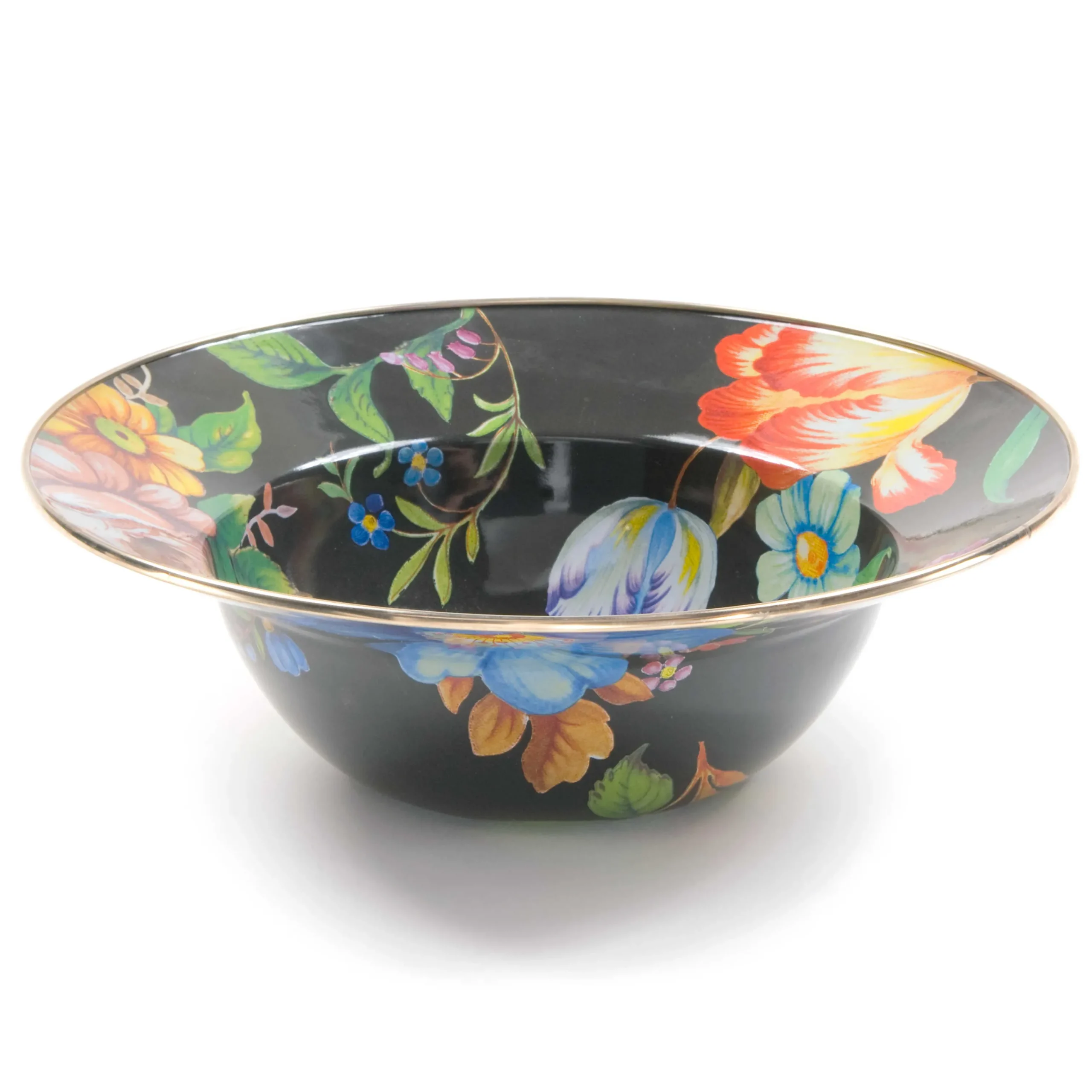 MacKenzie-Childs Serveware<Black Flower Market Serving Bowl
