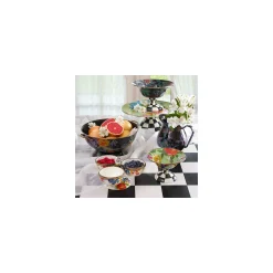 MacKenzie-Childs Serveware<Black Flower Market Small Compote