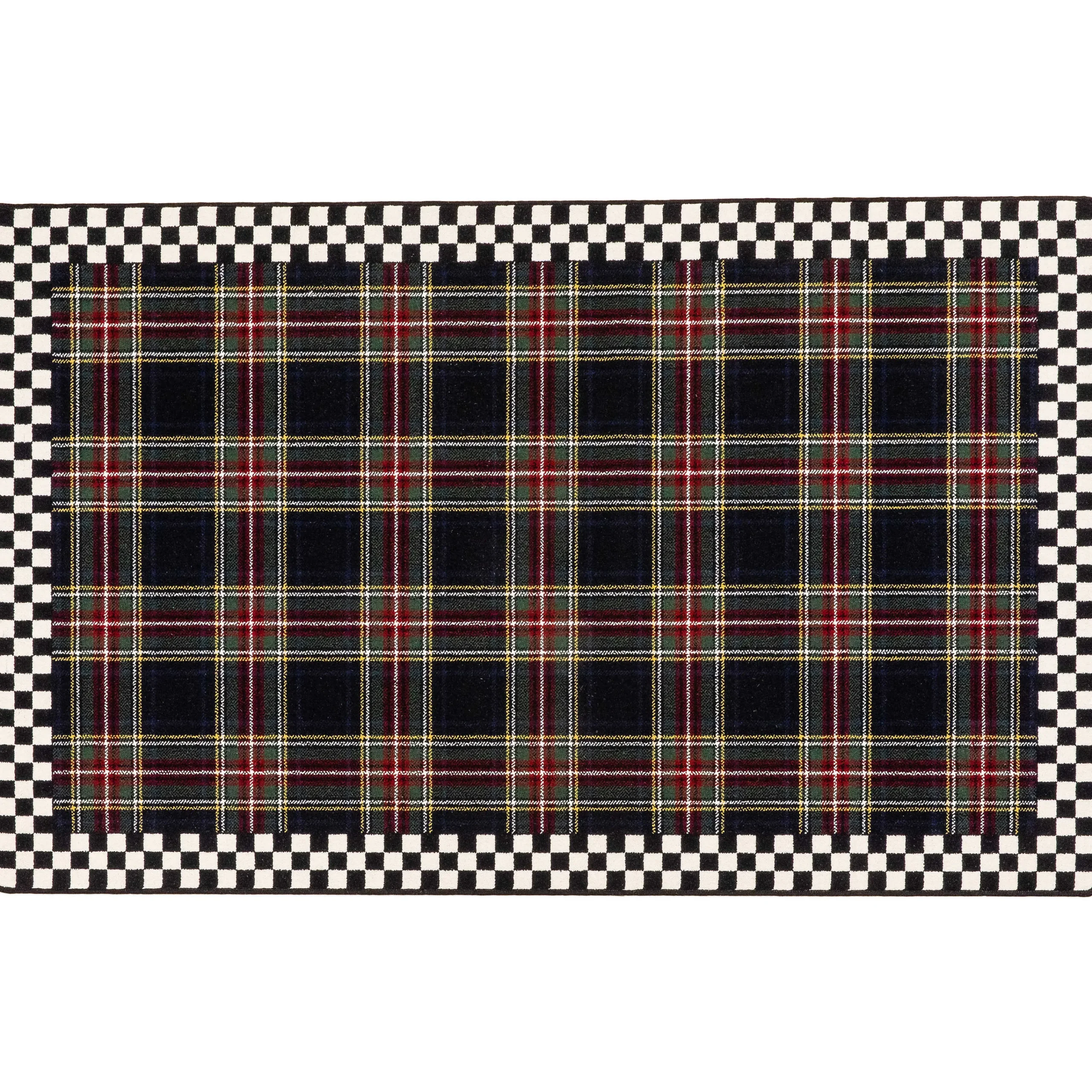 MacKenzie-Childs Holiday|Rugs<Black Stewart Tartan Rug - 5'1 x 8'2