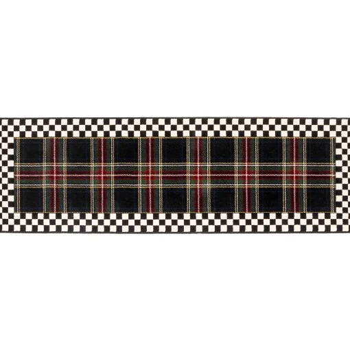 MacKenzie-Childs Holiday|Rugs<Black Stewart Tartan Rug - 2'6 x 8' Runner