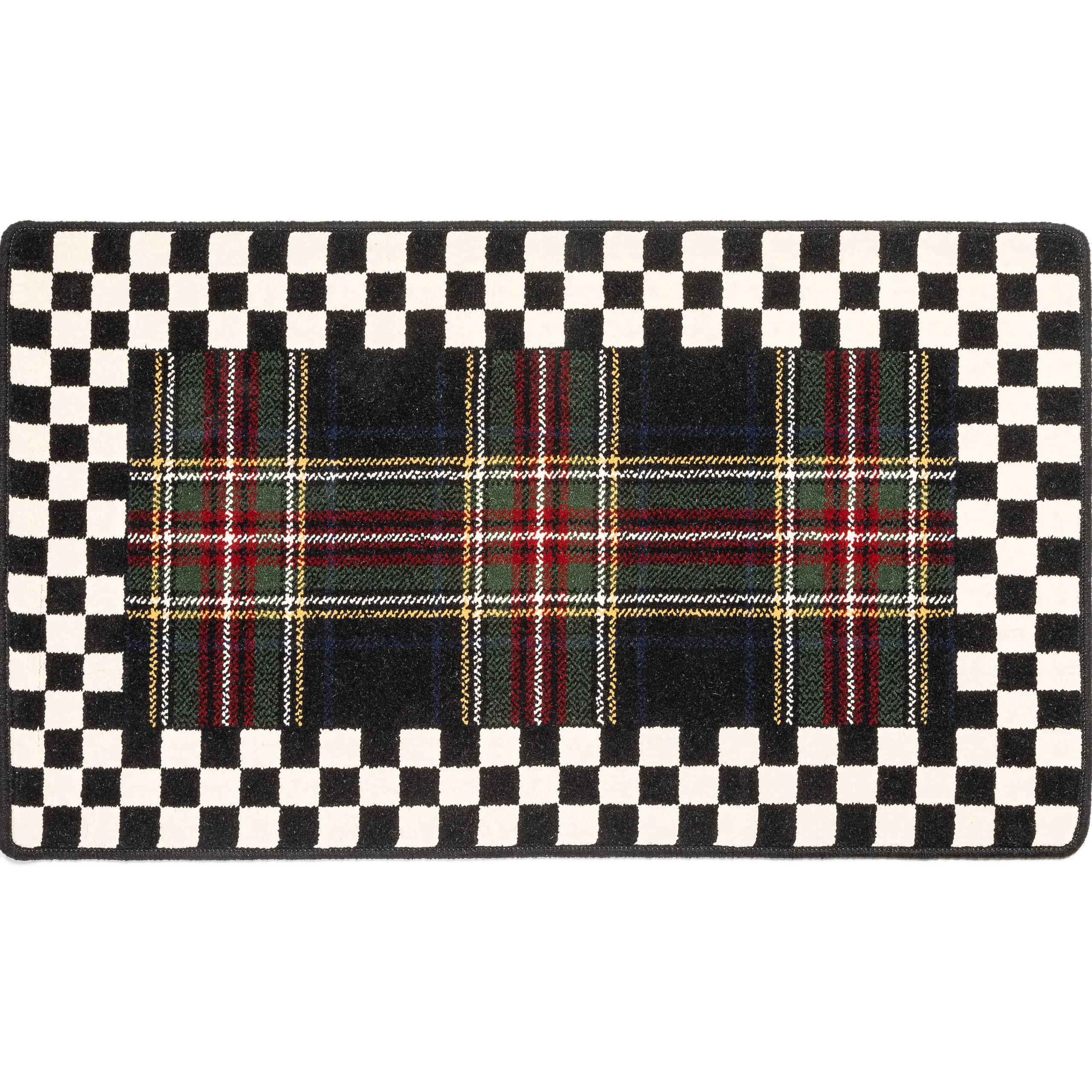 MacKenzie-Childs Holiday|Rugs<Black Stewart Tartan Rug - 2'3 x 3'9