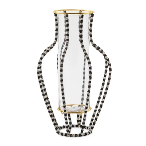 MacKenzie-Childs Room Accents<Black  White Mei Ping Large Vase