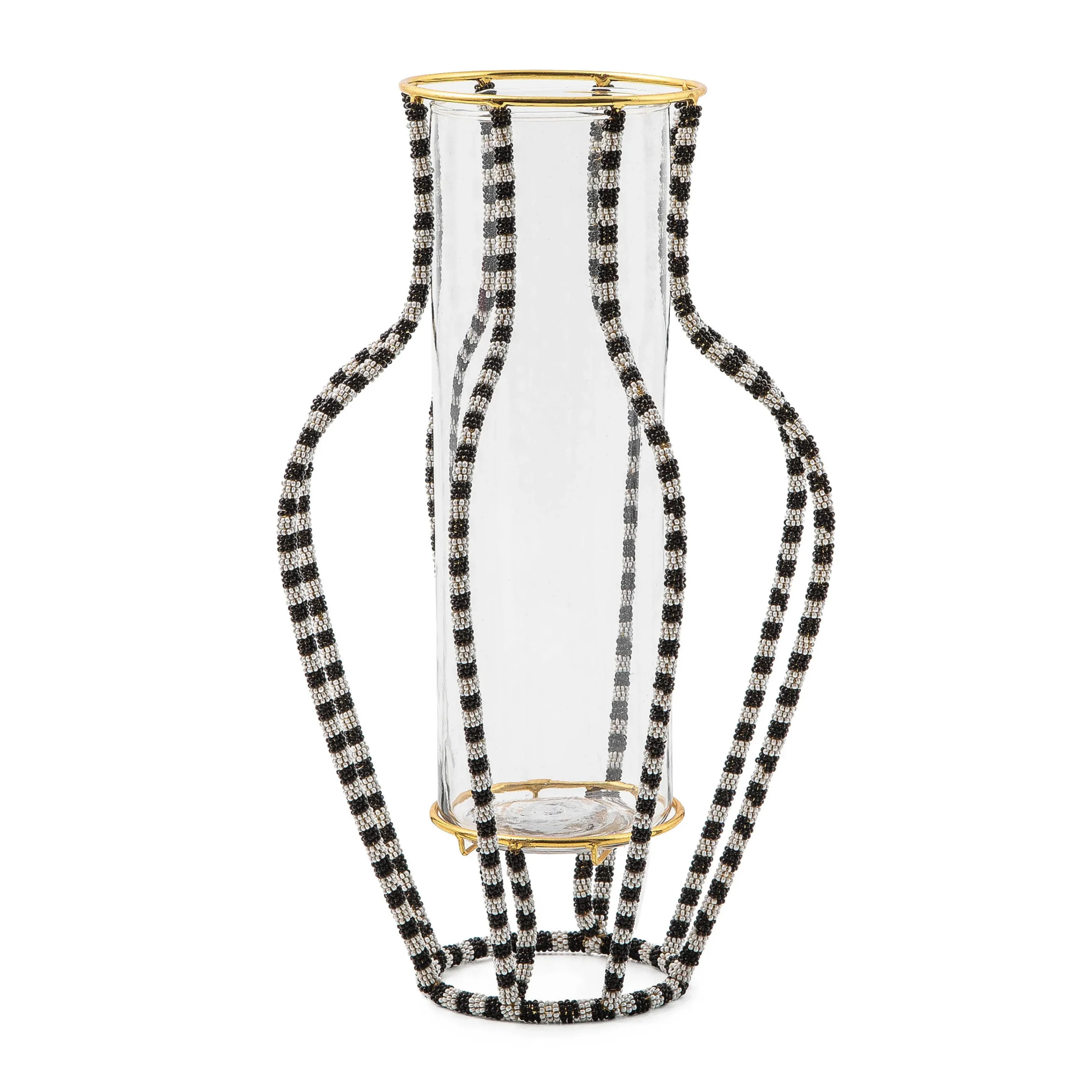 MacKenzie-Childs Room Accents<Black  White Mei Ping Large Vase