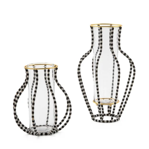 MacKenzie-Childs Room Accents<Black  White Mei Ping Large Vase