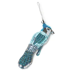 MacKenzie-Childs Holiday<Blue Jay Bird Beaded Ornament