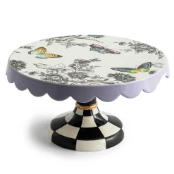 MacKenzie-Childs Spring|Serveware<Butterfly Toile Small Pedestal Platter