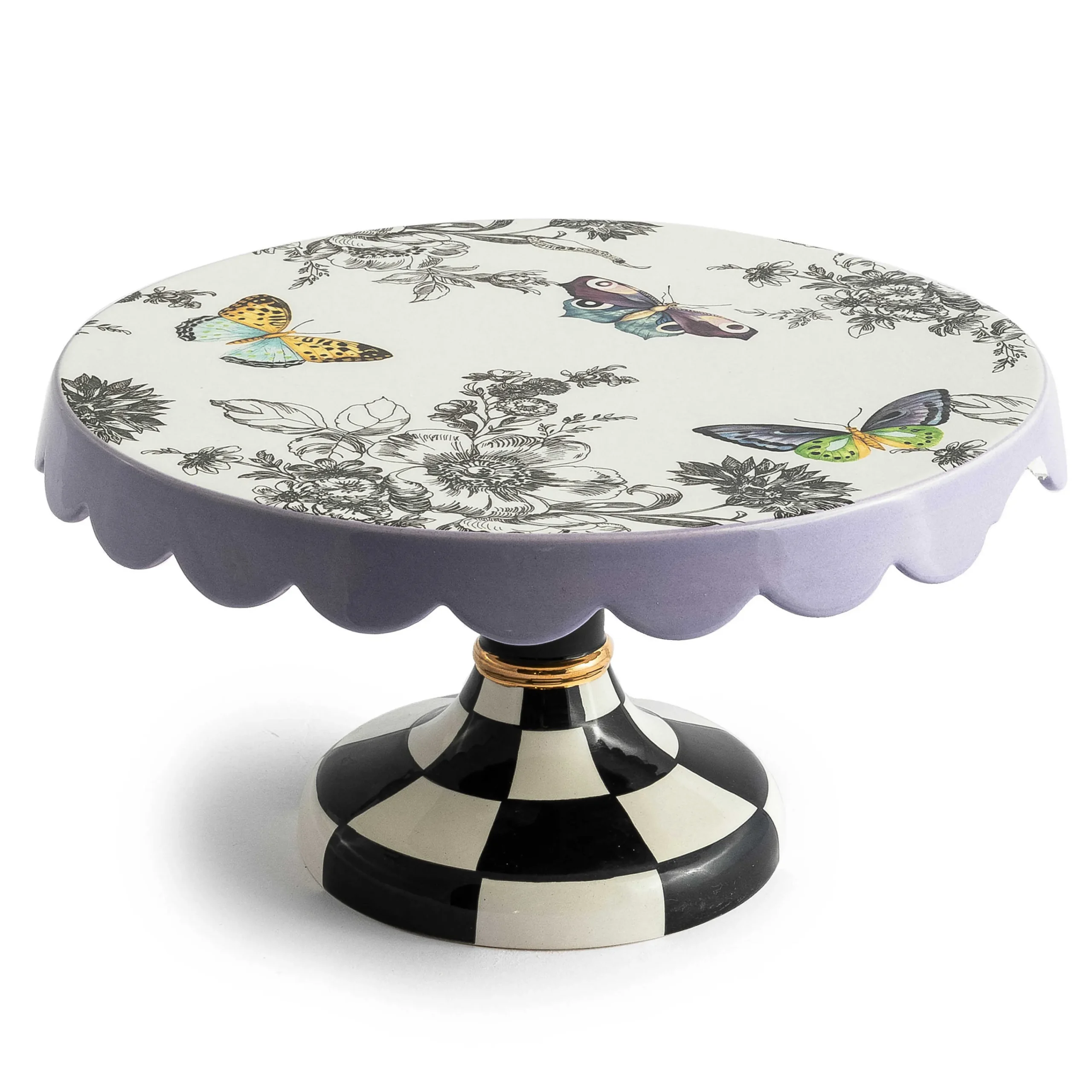 MacKenzie-Childs Spring|Serveware<Butterfly Toile Small Pedestal Platter