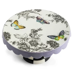 MacKenzie-Childs Spring|Serveware<Butterfly Toile Small Pedestal Platter