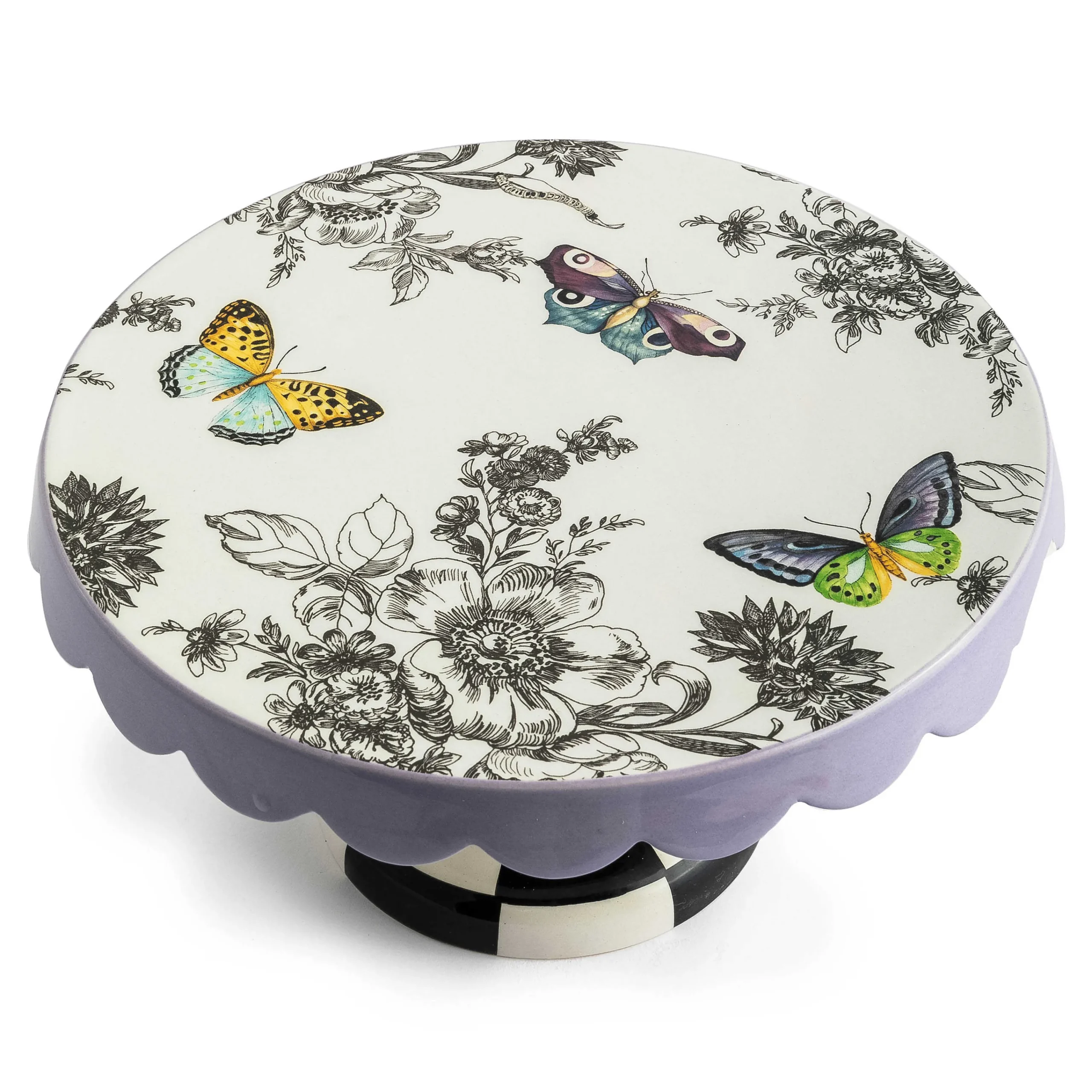 MacKenzie-Childs Spring|Serveware<Butterfly Toile Small Pedestal Platter