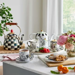 MacKenzie-Childs Spring|Serveware<Butterfly Toile Teapot