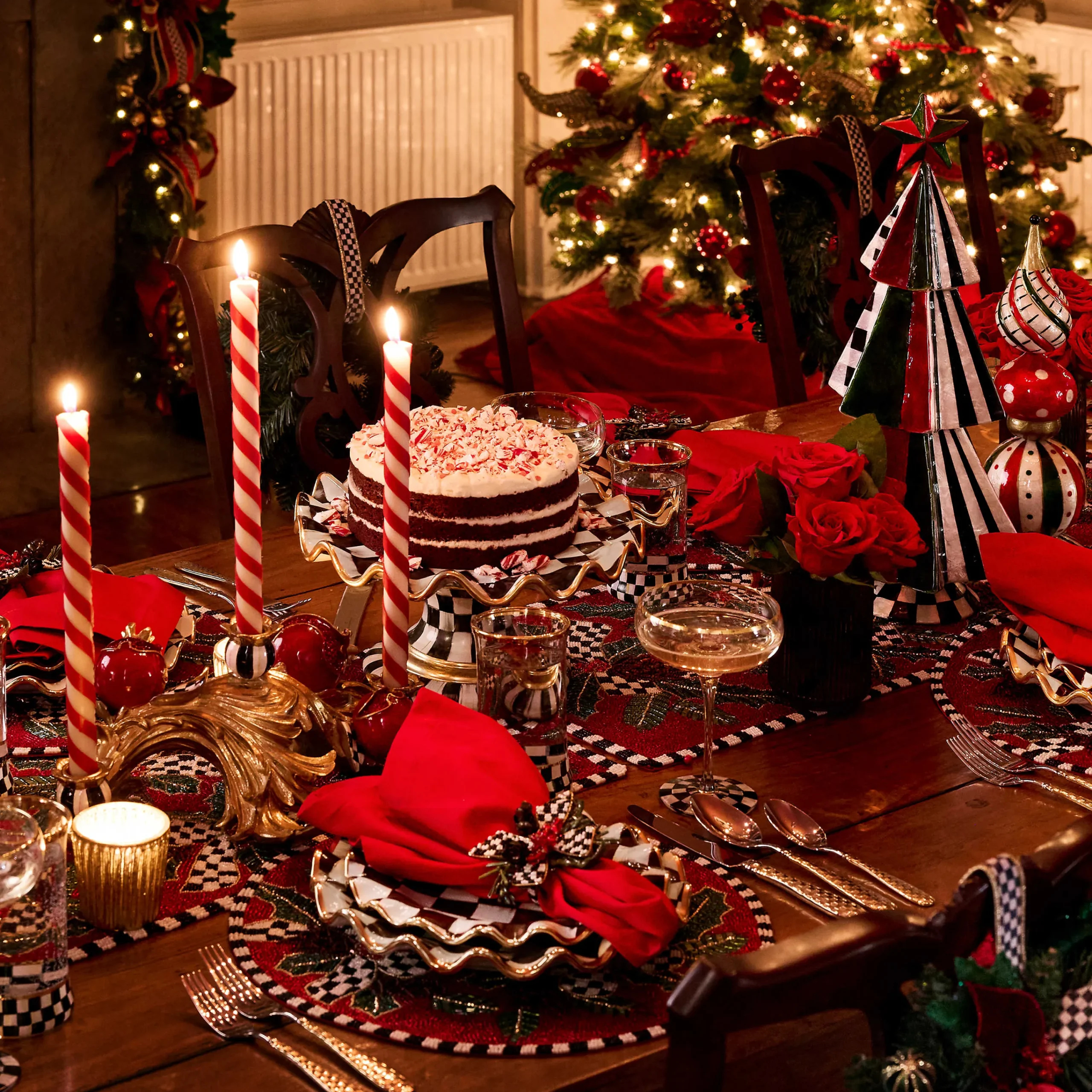 MacKenzie-Childs Holiday|Candles & Fragrances<Candy Cane Dinner Candles, Set of 2