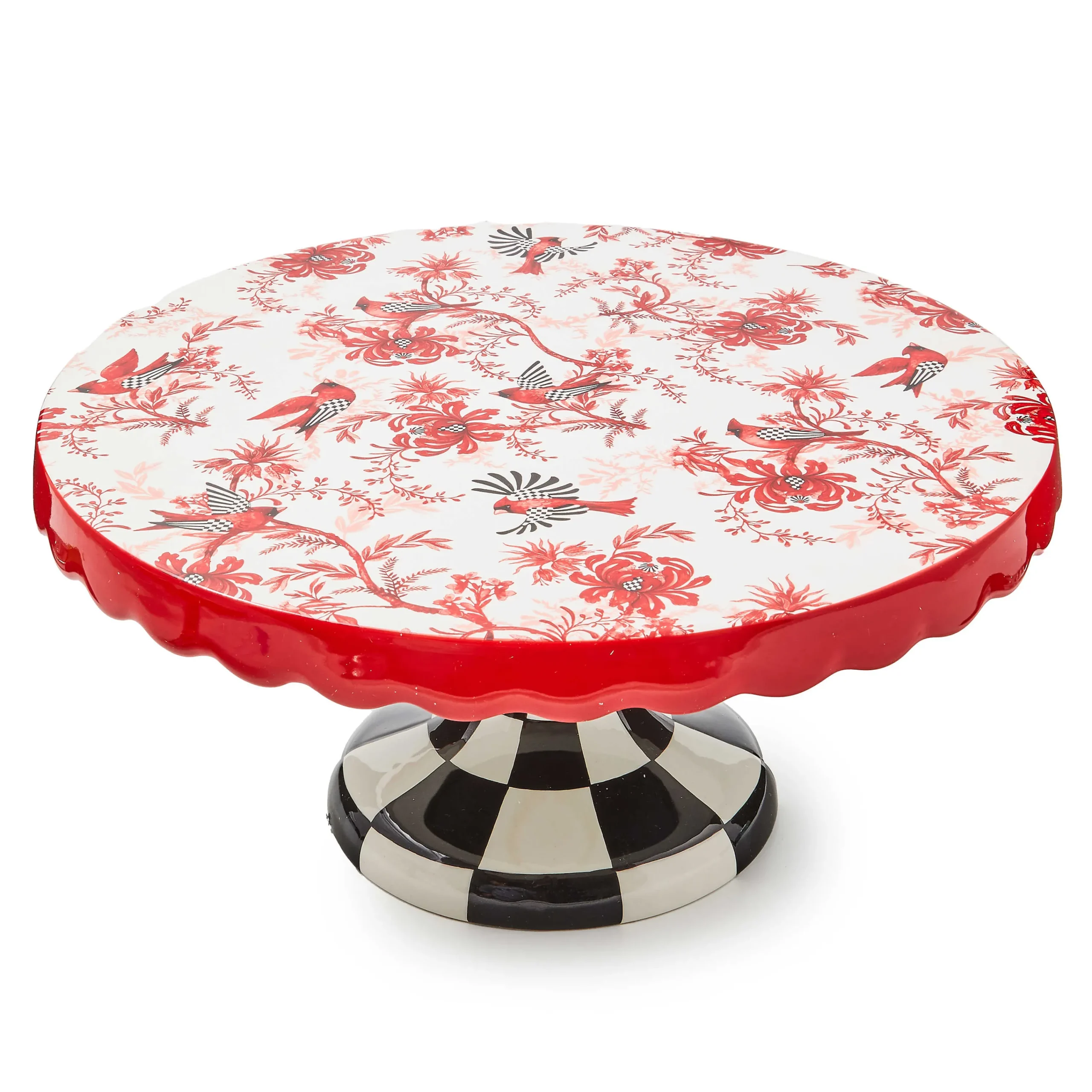 MacKenzie-Childs Serveware<Cardinal Toile Large Pedestal Platter