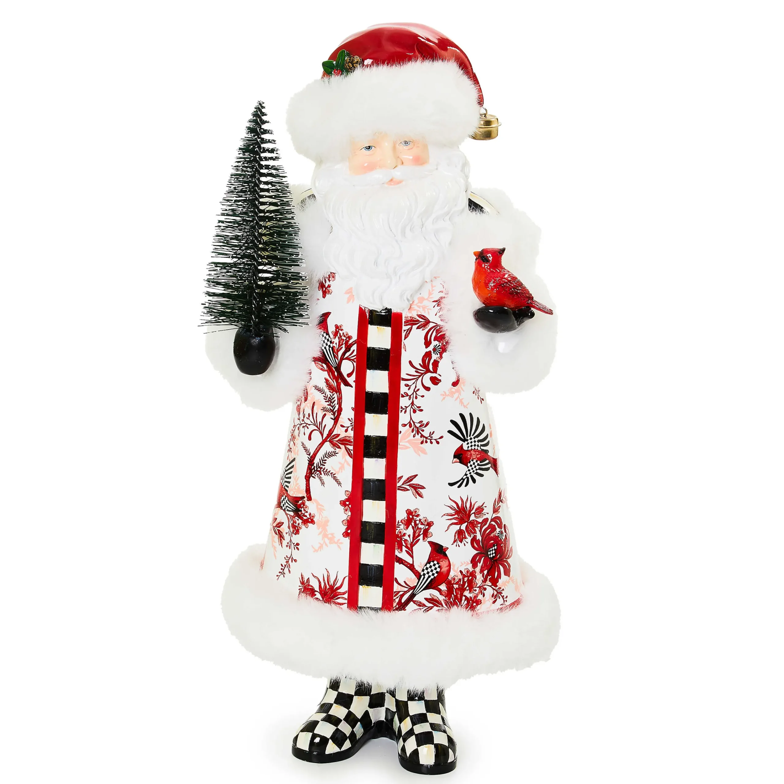 MacKenzie-Childs Holiday|Room Accents<Cardinal Toile Santa with Cardinal