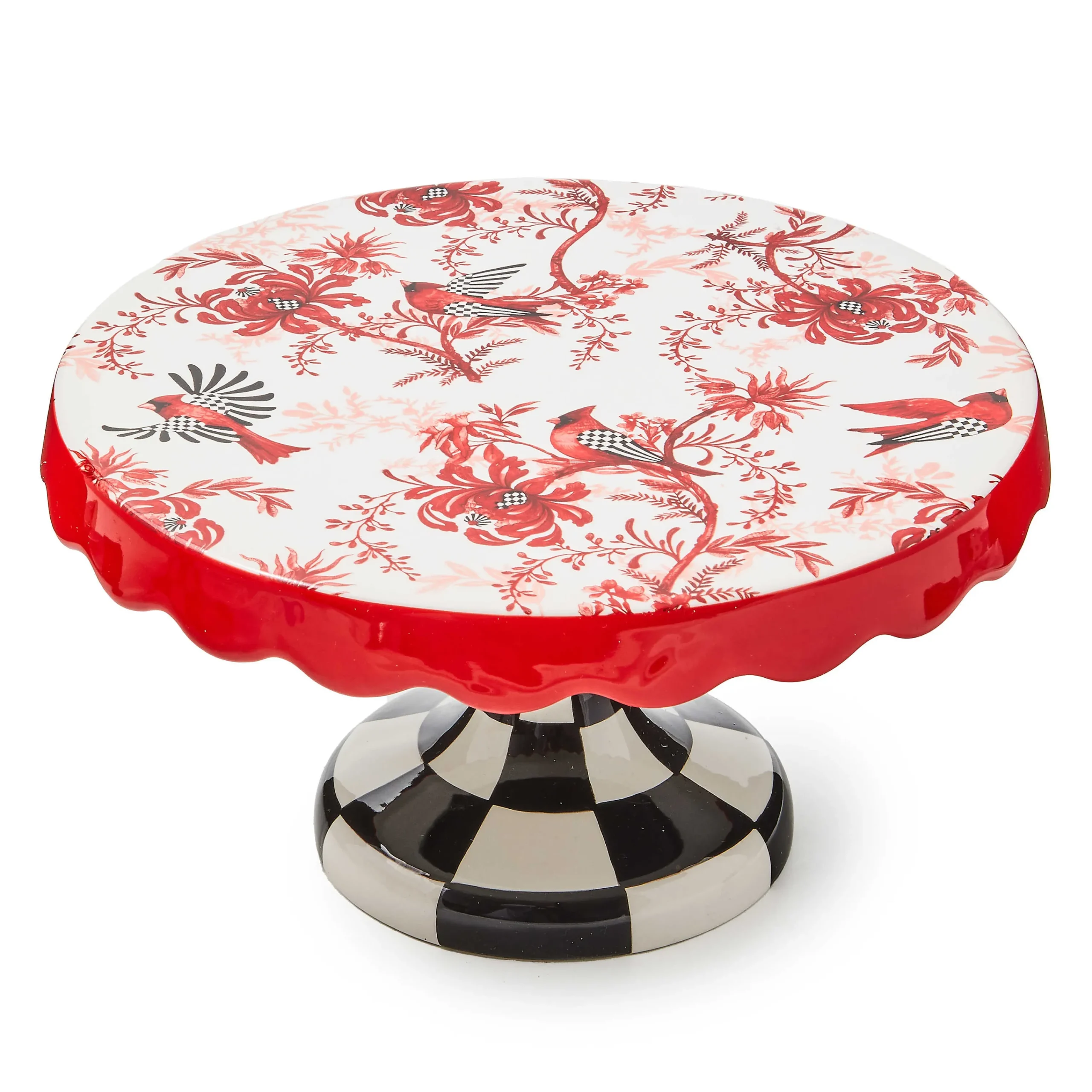 MacKenzie-Childs Serveware<Cardinal Toile Small Pedestal Platter