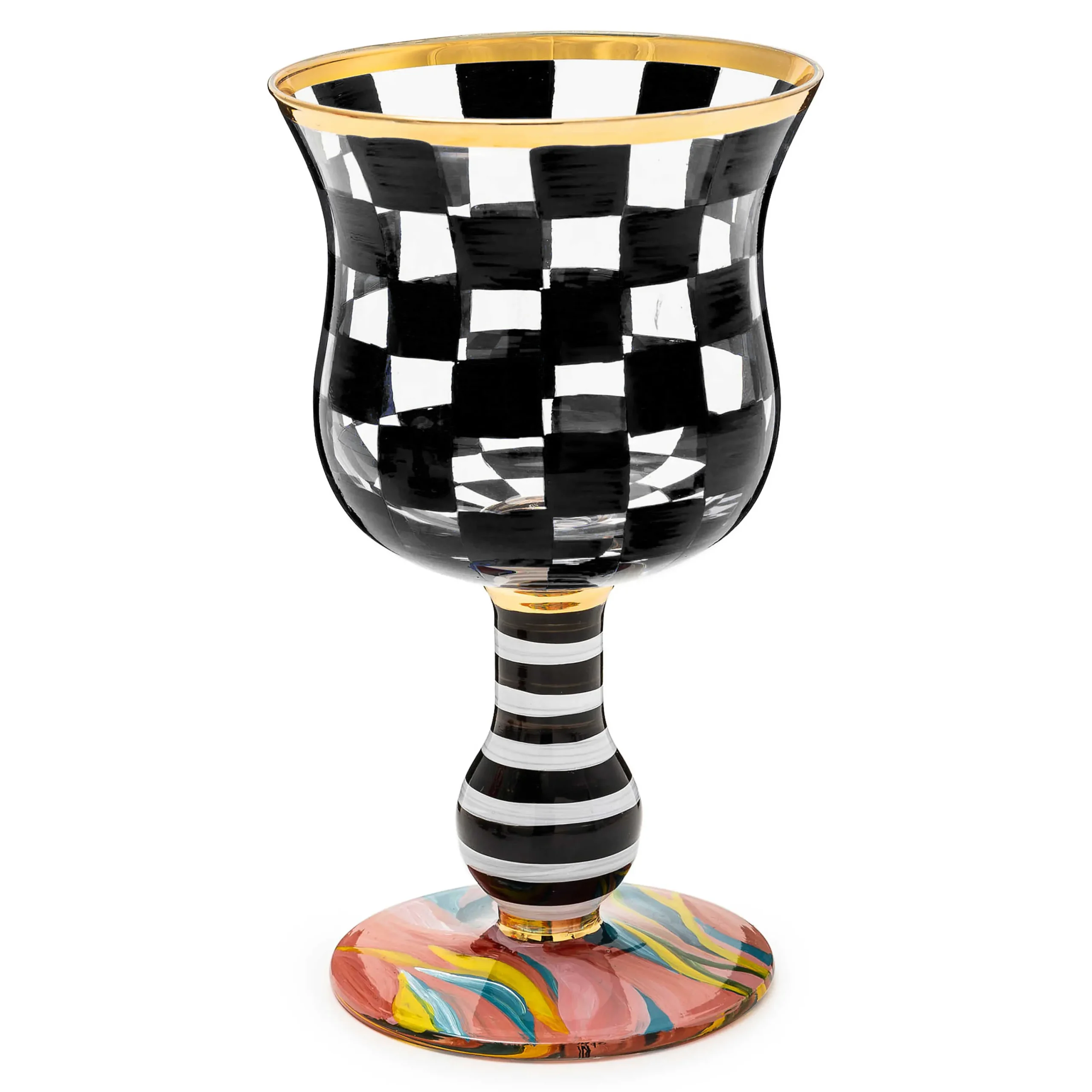 MacKenzie-Childs Fall Entertaining|Drinkware<Carnival Black Wine Glass