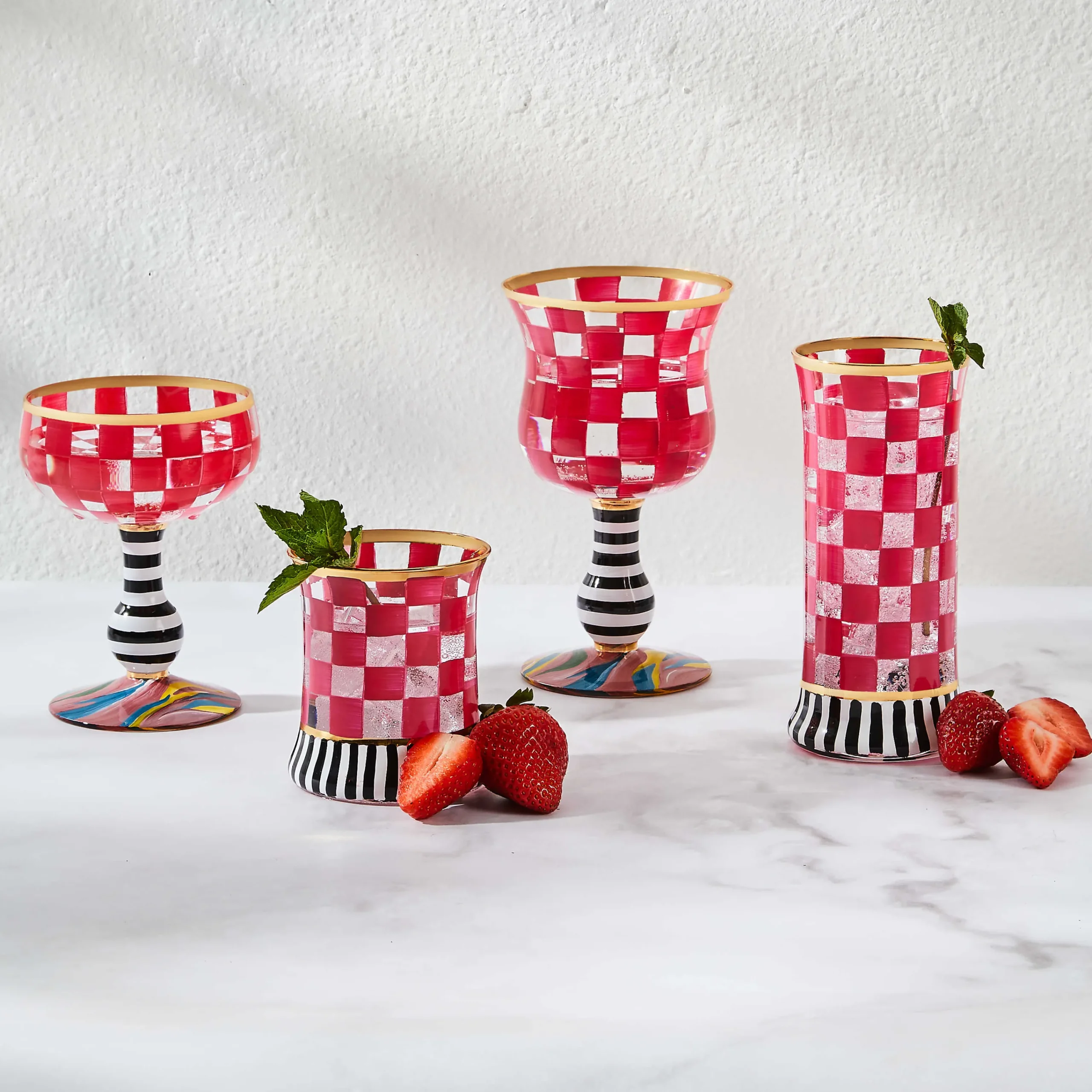 MacKenzie-Childs Spring|Drinkware<Carnival Fuchsia Coupe Glass