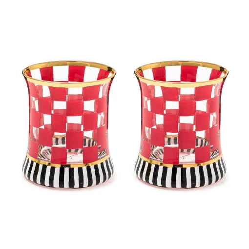 MacKenzie-Childs Spring|Drinkware<Carnival Fuchsia Tumbler Glass, Set of 2