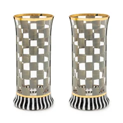 MacKenzie-Childs Holiday|Drinkware<Carnival Sterling Highball Glass, Set of 2