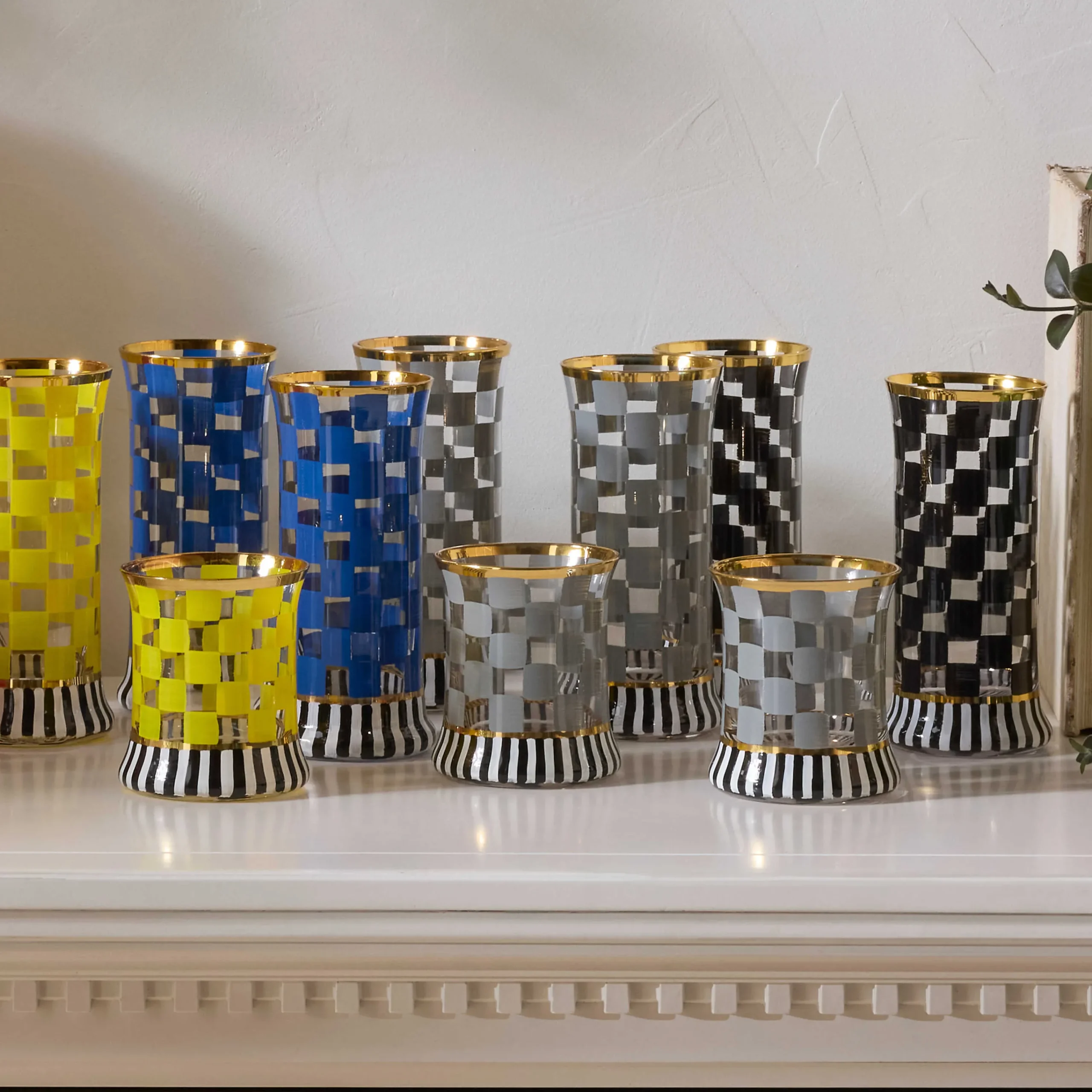 MacKenzie-Childs Drinkware<Carnival Sterling Tumbler Glass, Set of 2