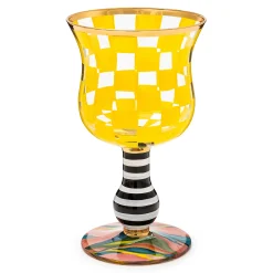 MacKenzie-Childs Easter|Spring<Carnival Yellow Wine Glass