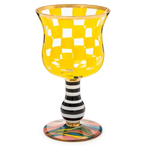 MacKenzie-Childs Easter|Spring<Carnival Yellow Wine Glass