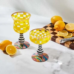 MacKenzie-Childs Easter|Spring<Carnival Yellow Wine Glass