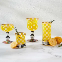 MacKenzie-Childs Easter|Spring<Carnival Yellow Wine Glass