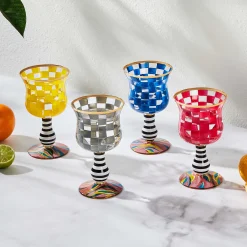 MacKenzie-Childs Easter|Spring<Carnival Yellow Wine Glass
