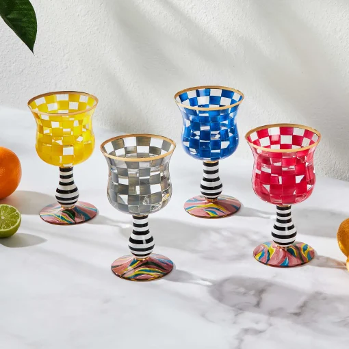 MacKenzie-Childs Easter|Spring<Carnival Yellow Wine Glass