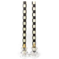 MacKenzie-Childs Candles & Fragrances|Table Accessories<Check Black  Ivory Dinner Candles, Set of 2