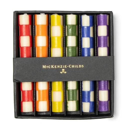 MacKenzie-Childs Candles & Fragrances|Table Accessories<Check Rainbow Mini Dinner Candles, Set of 6