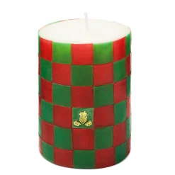 MacKenzie-Childs Candles & Fragrances<Check Red  Green 4 Pillar Candle