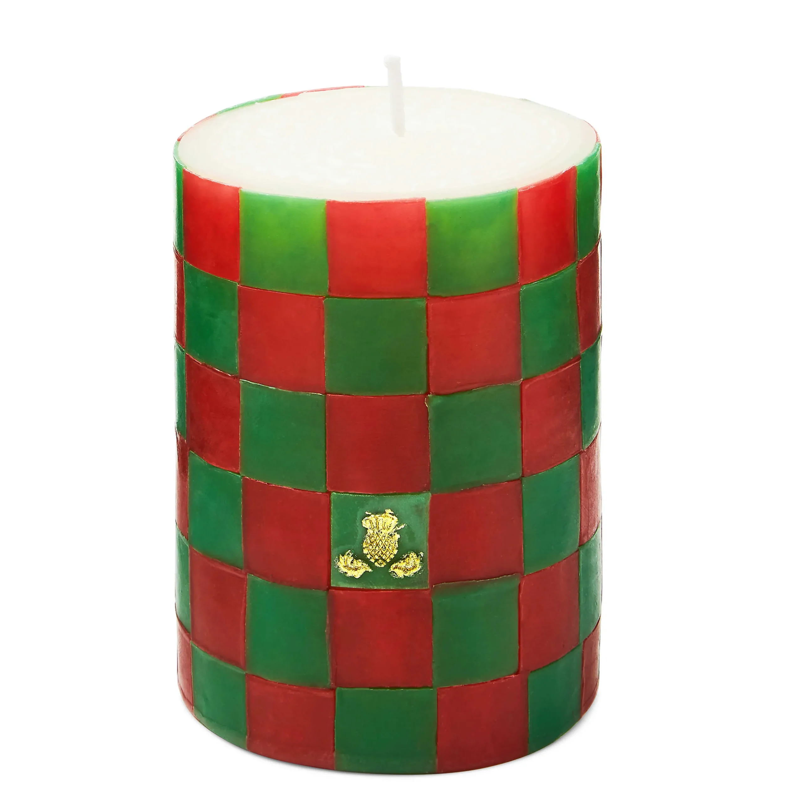 MacKenzie-Childs Candles & Fragrances<Check Red  Green 4 Pillar Candle
