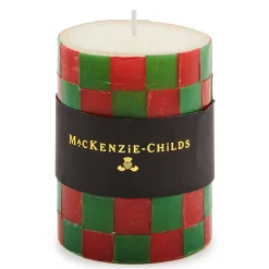 MacKenzie-Childs Candles & Fragrances<Check Red  Green 4 Pillar Candle