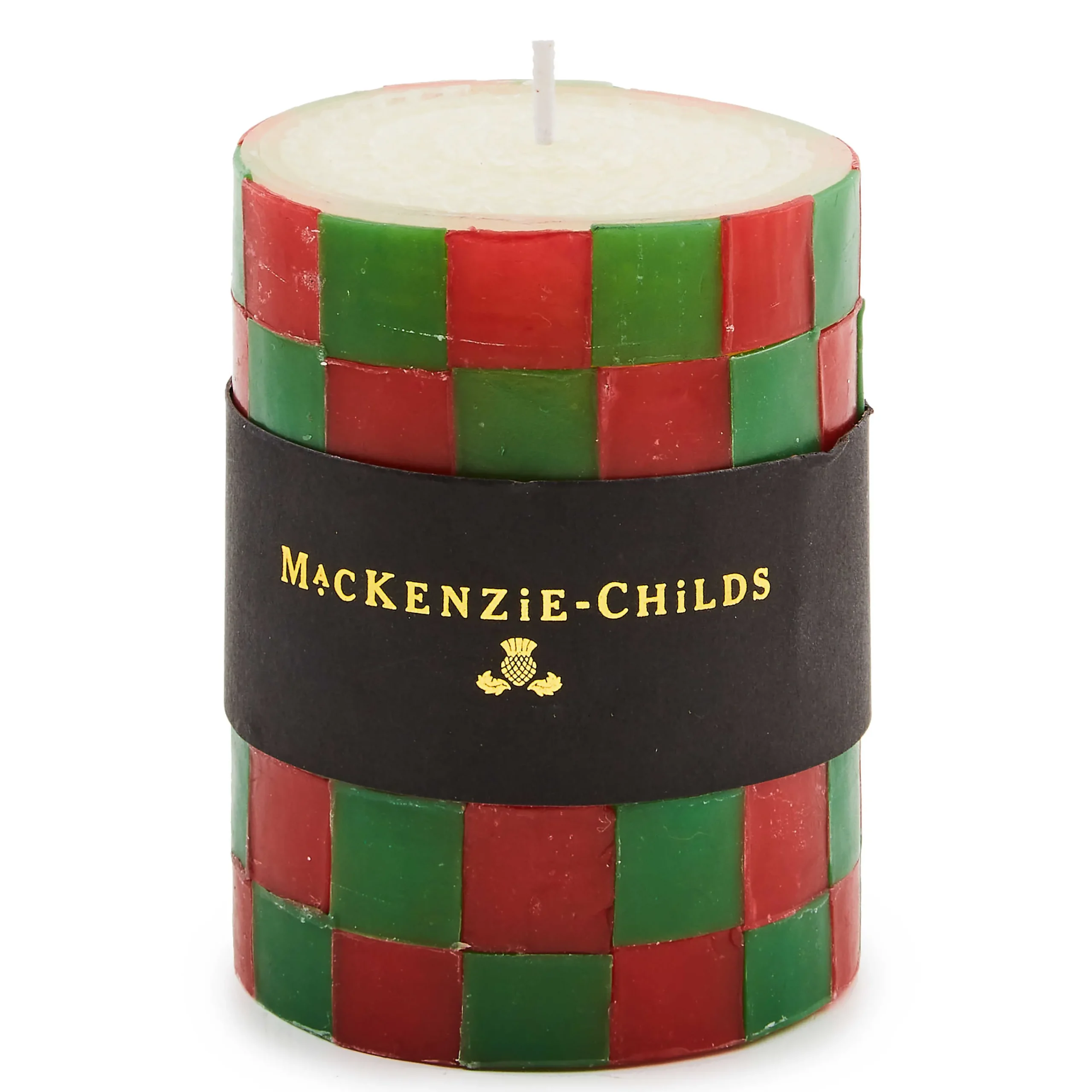 MacKenzie-Childs Candles & Fragrances<Check Red  Green 4 Pillar Candle