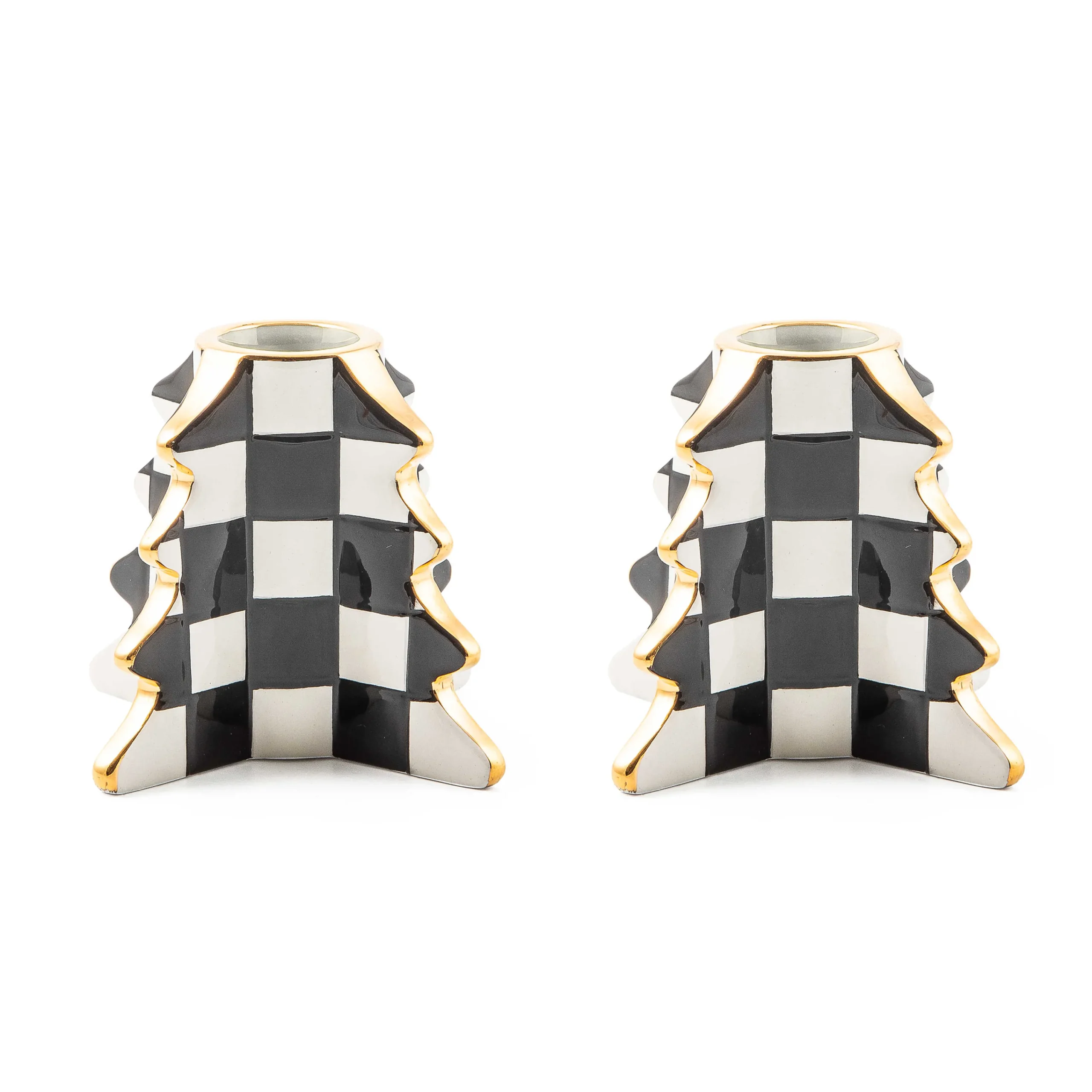 MacKenzie-Childs Holiday|Candles & Fragrances<Check Tree Candle Holders, Set of 2