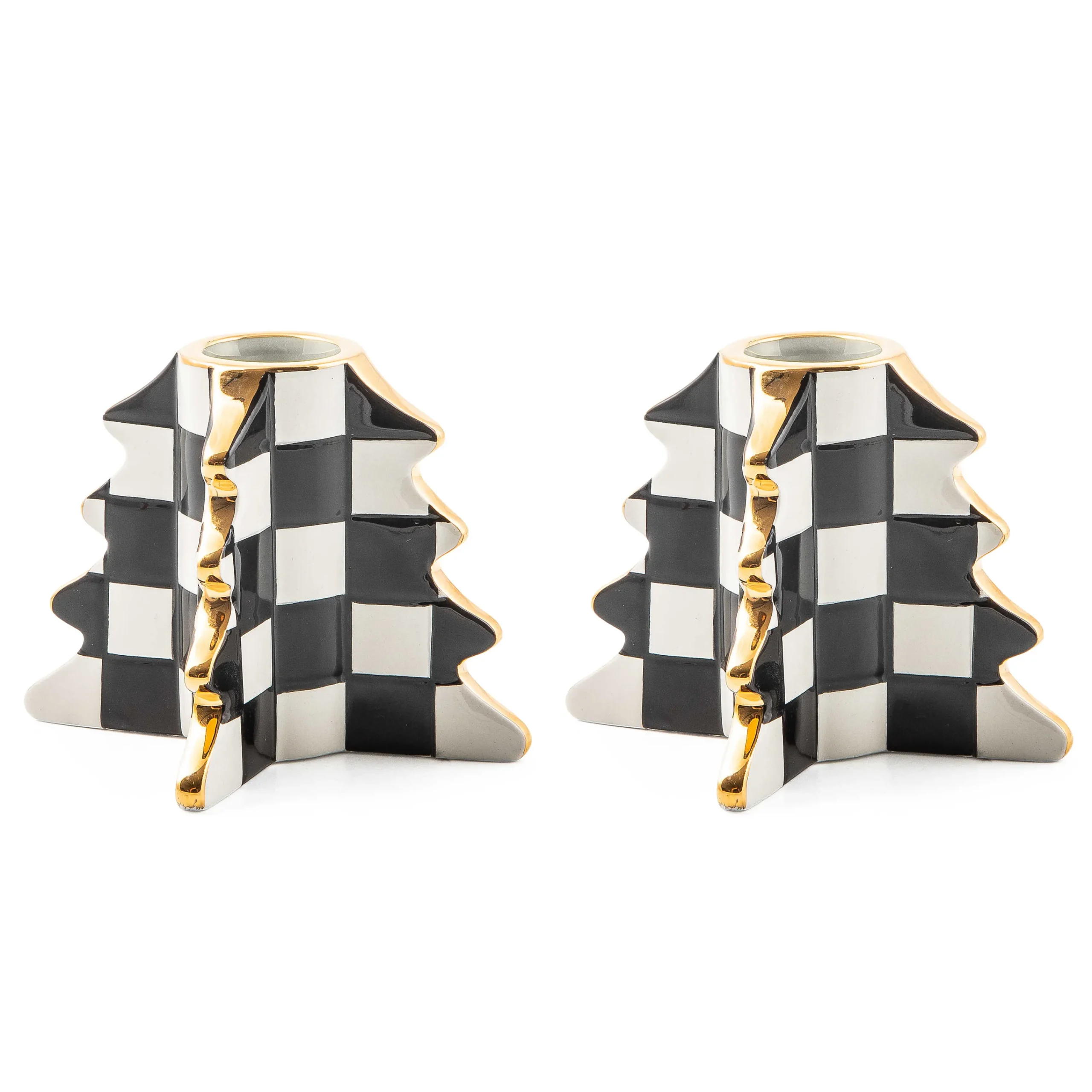 MacKenzie-Childs Holiday|Candles & Fragrances<Check Tree Candle Holders, Set of 2